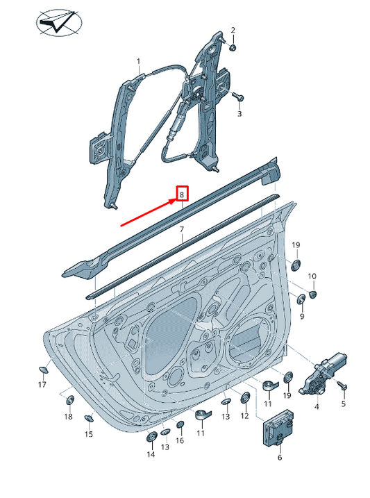 new audi a7 sportback 4k rear right inner window slot seal 4k8839480b original