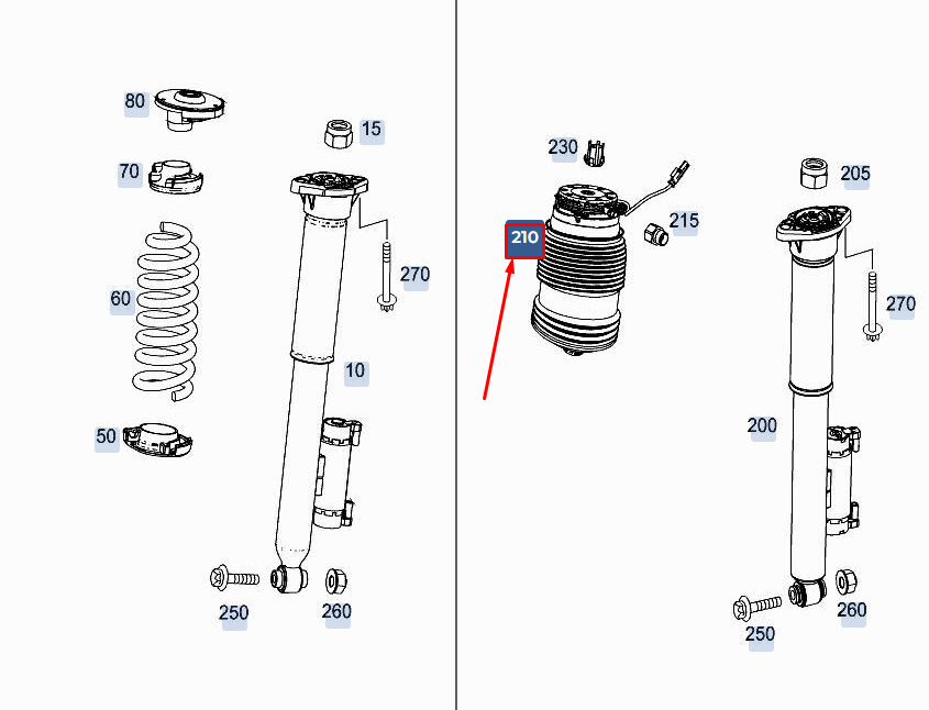 new mercedes-benz e w213 rear right air spring a2133201025 original
