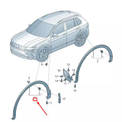 NEW VW TIGUAN AD FRONT LEFT WHEEL ARCH MOLDING TRIM 5NA854731F9B9