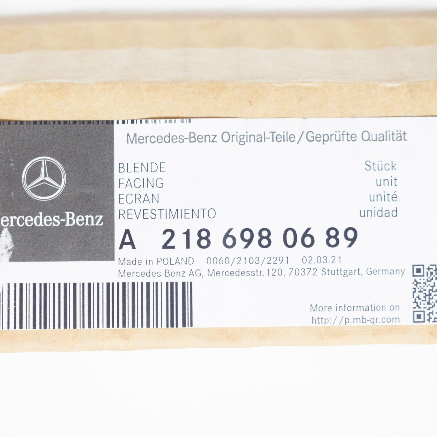 NEW MERCEDES-BENZ CLS C218 REAR BUMPER FOG LAMP MOLDING A2186980689 ORIGINAL