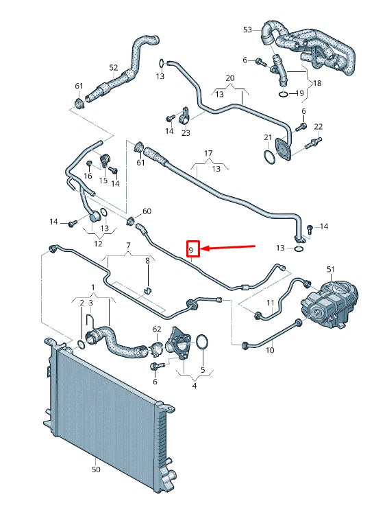 NEW AUDI A6 AVANT C7 REAR ENGINE COOLANT OVERFLOW PIPE 4G0121081CP ORIGINAL
