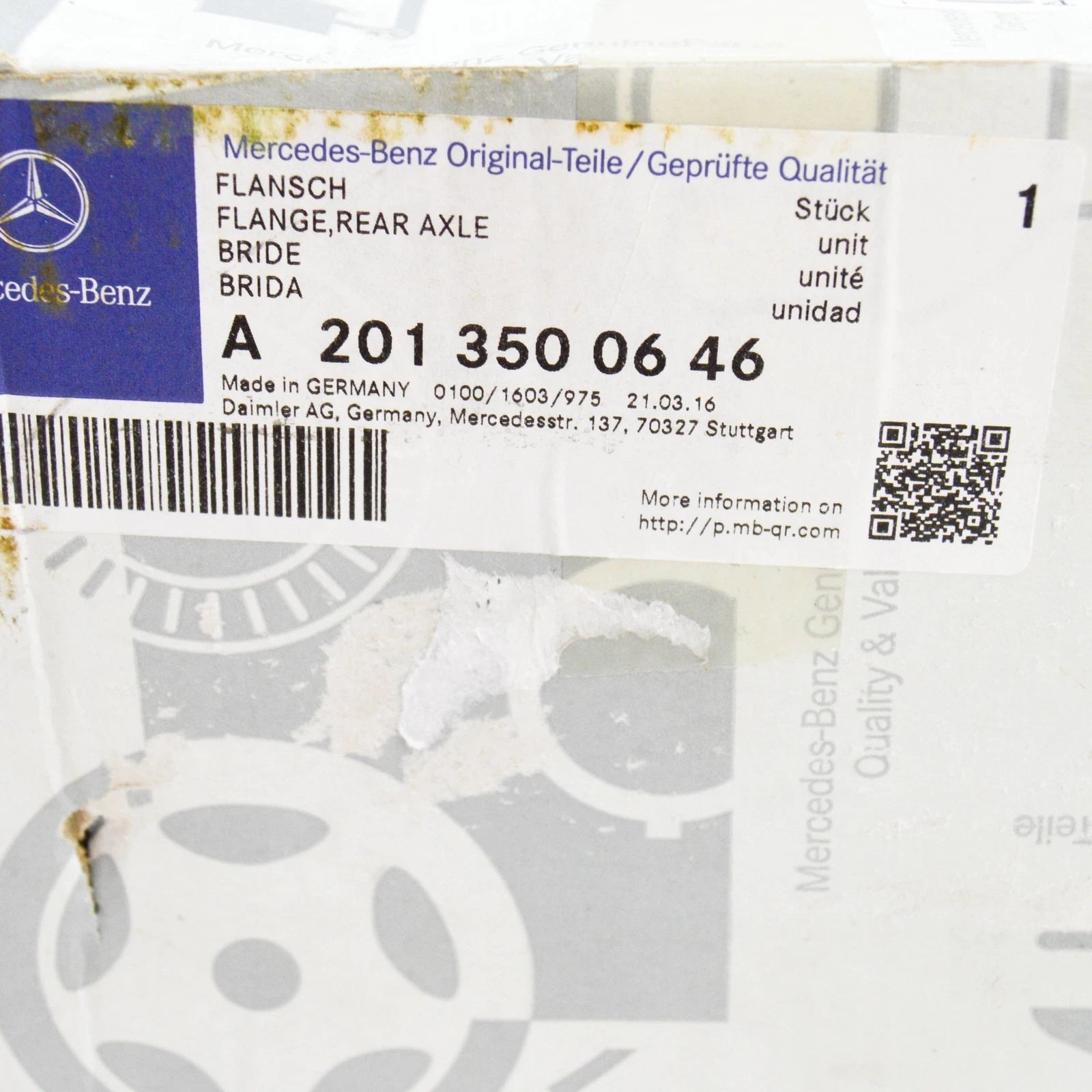 NEW MERCEDES-BENZ 190 W201 REAR AXLE FLANGE A2013500646 ORIGINAL