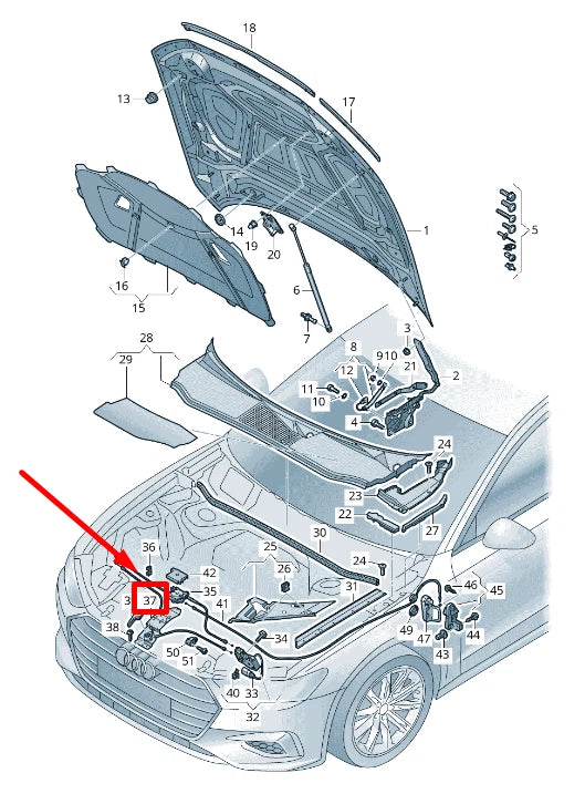 NEW AUDI A6 4A2,C8 FRONT FORWARD HOOD RELEASE CABLE 4K0823529E ORIGINAL