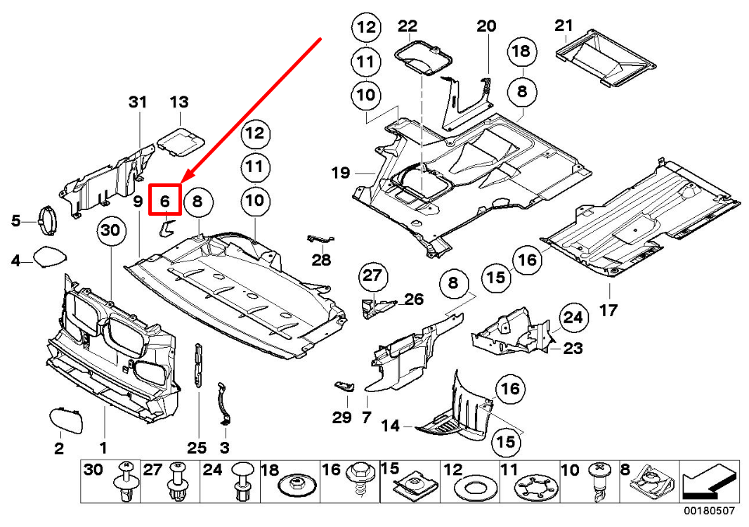 new bmw 5 e39 left engine compartm. protec. bracket 51718205903 8205903 original