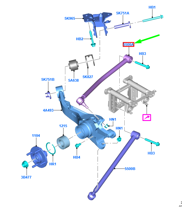 new ford ecosport mk2 rear right upper arm gn15-5b672-ab 2090286 original