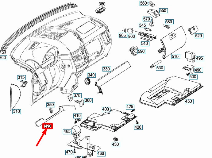 NEW MB VITO W639 INSTRUMENT PANEL LEFT SIDE MOULDING LHD A63968904549F31