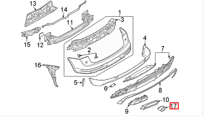 NEW AUDI Q5 80A REAR BUMPER RIGHT OUTER EXHAUST TRIM CHROME 80A8079522ZZ