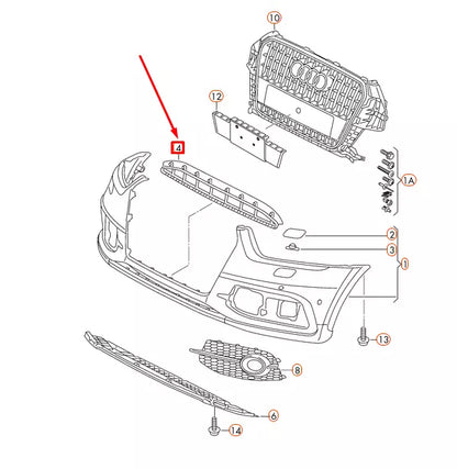 NEW AUDI Q3 8U FRONT BUMPER CENTER LOWER GRILLE 8U0807683 ORIGINAL