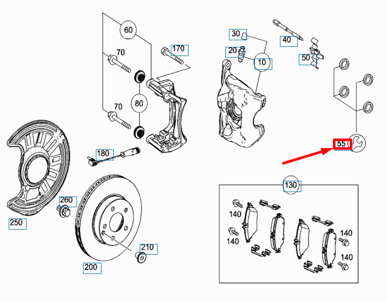 NEW MERCEDES-BENZ A W176 AMG FRONT BRAKE DUST BOOT RS A0014214686 ORIGINAL