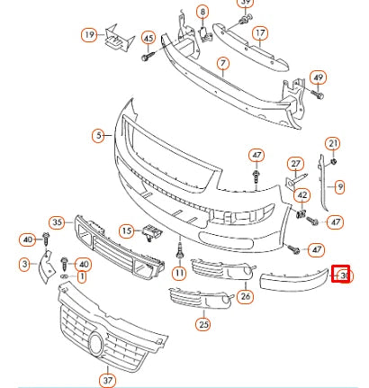 NEW VW TRANSPORTER T5 FRONT RIGHT BUMPER PROTECTIVE STRIP 7H08077187G9