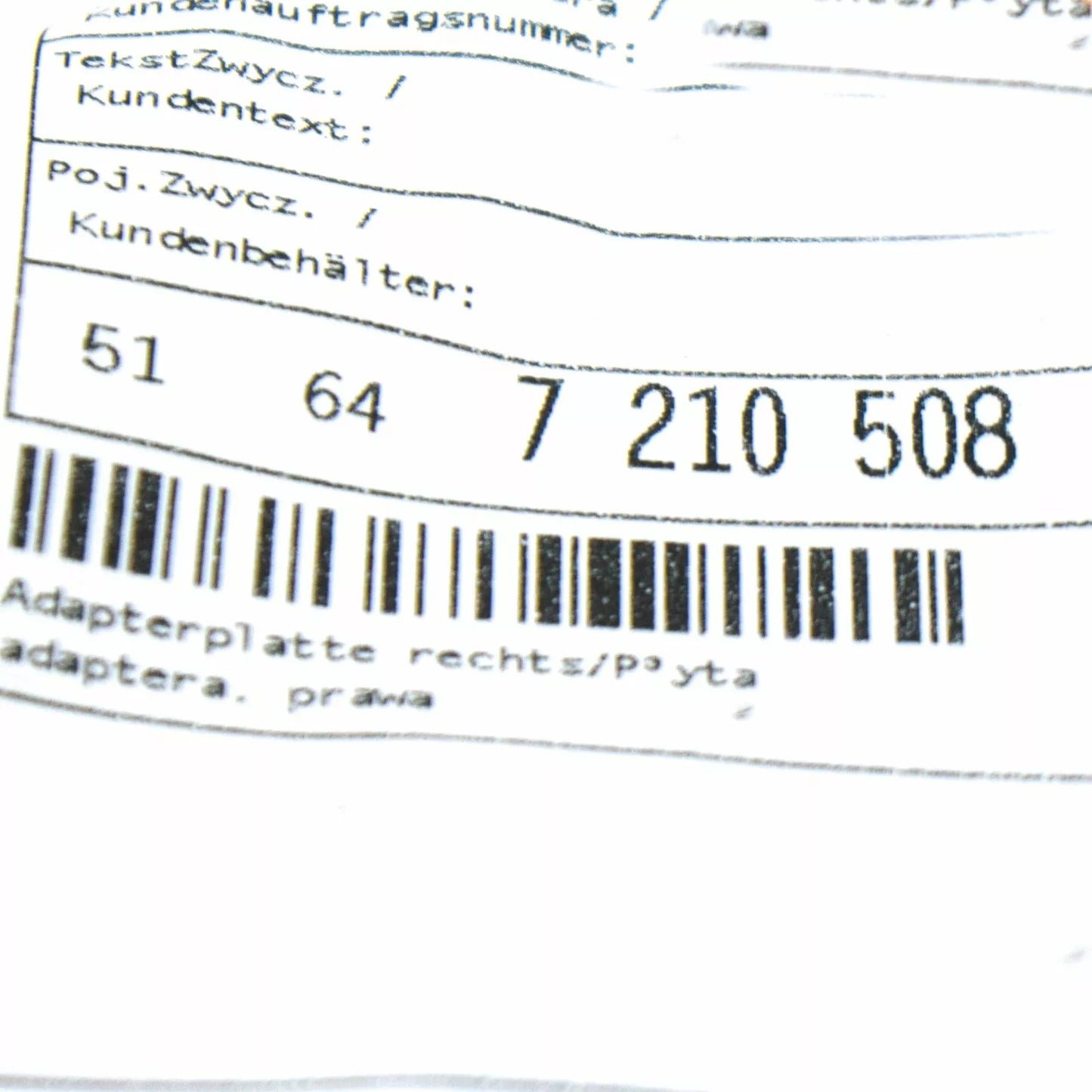 NEW BMW X3 F25 FRONT BODY REINFORCEMENT RIGHT ADAPTER PLATE 51647210508 ORIGINAL