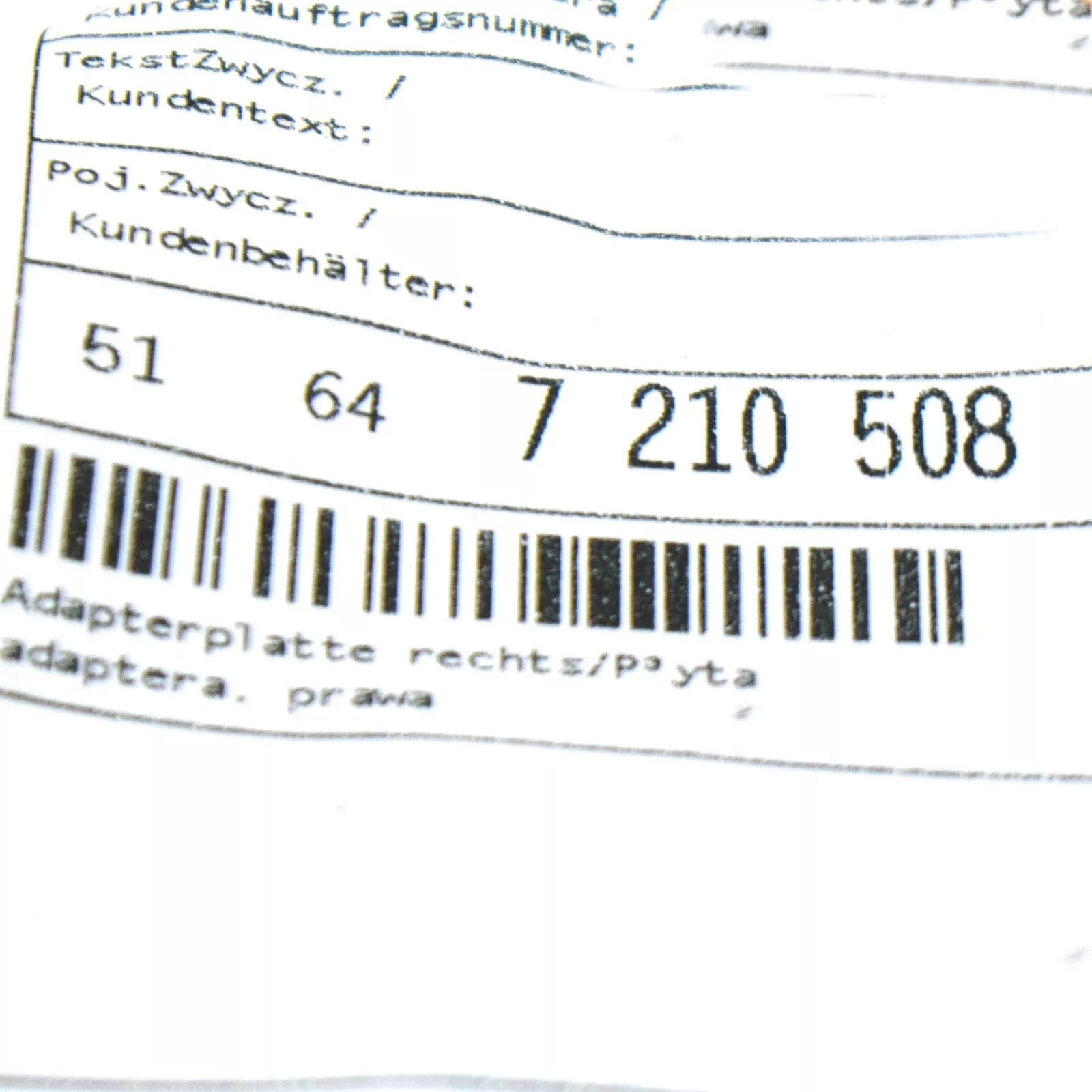 NEW BMW X3 F25 FRONT BODY REINFORCEMENT RIGHT ADAPTER PLATE 51647210508 ORIGINAL