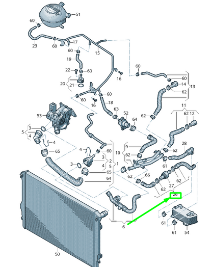NEW VOLKSWAGEN JETTA A6 MK6 COOLANT HOSE 5C0122096A ORIGINAL