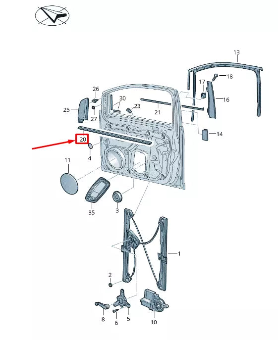 NEW VW CADDY IV SA MK6 FRONT LH INNER WINDOW APERTURE SEAL 2K5837471A9B9