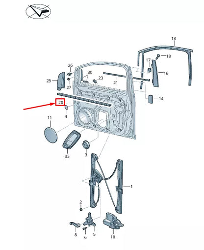 NEW VW CADDY IV SA MK6 FRONT LH INNER WINDOW APERTURE SEAL 2K5837471A9B9