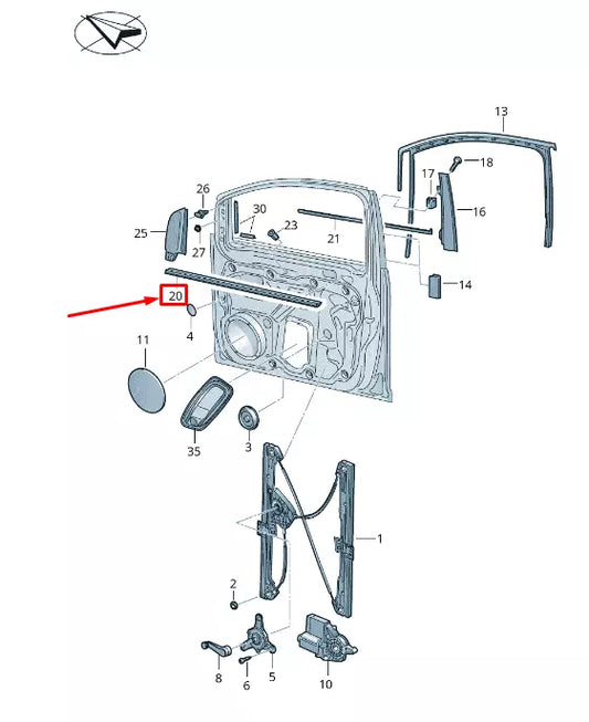 NEW VW CADDY IV SA MK6 FRONT LH INNER WINDOW APERTURE SEAL 2K5837471A9B9