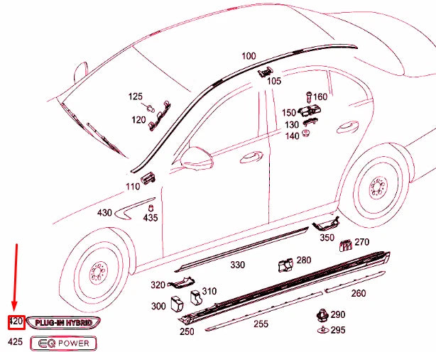 NEW MERCEDES-BENZ E W213 FRONT FENDER SYMBOL PLATE A2228177800 ORIGINAL