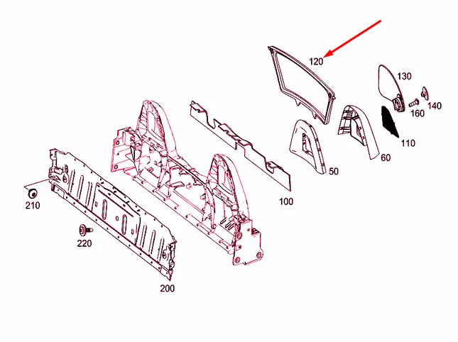 NEW MB SLK R172 ROLL OVER BAR DRAFT STOP DEFLECTOR A17286000749H59 ORIGINAL