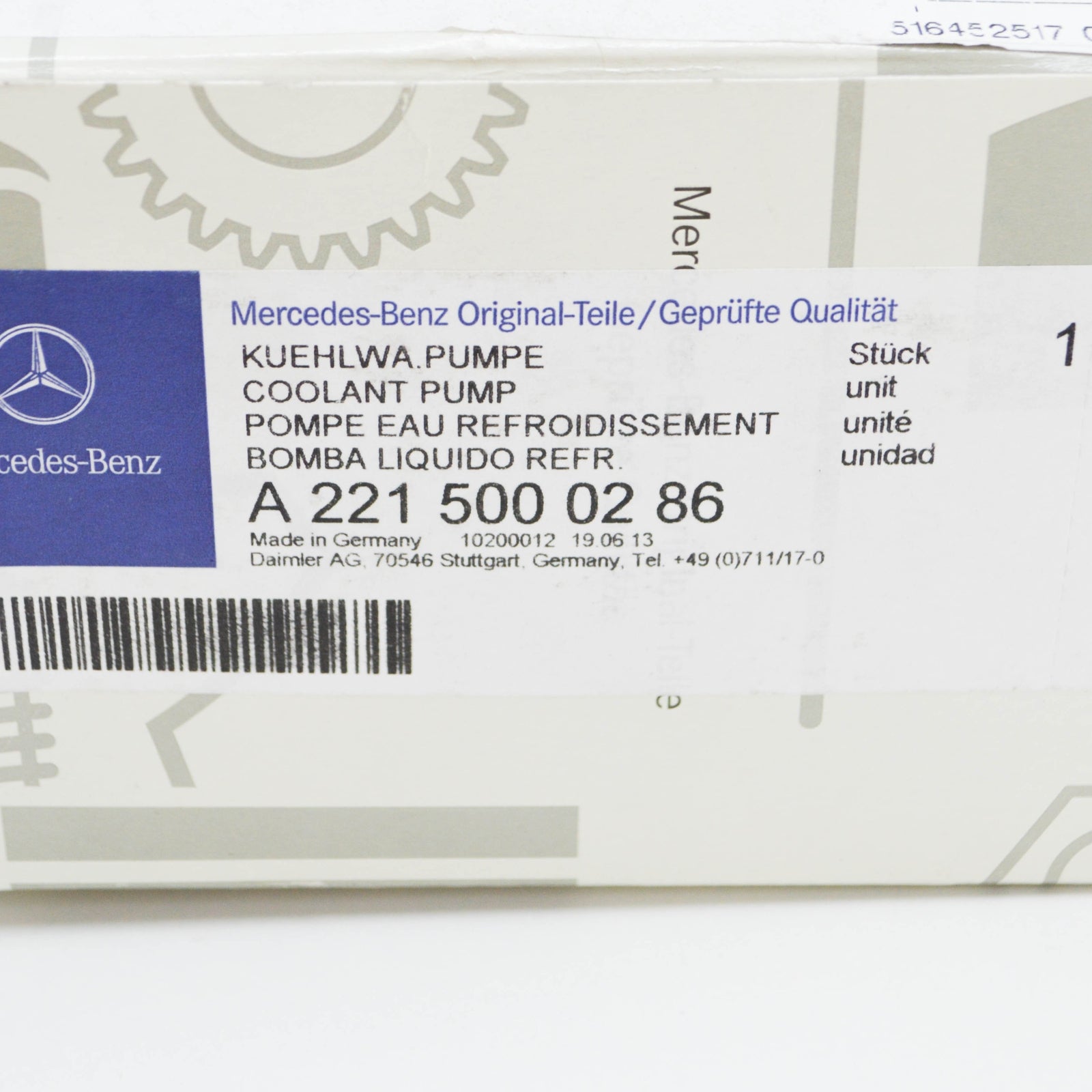 NEW MERCEDES-BENZ S W221 ENGINE AUXILIARY WATER PUMP A2215000286 ORIGINAL