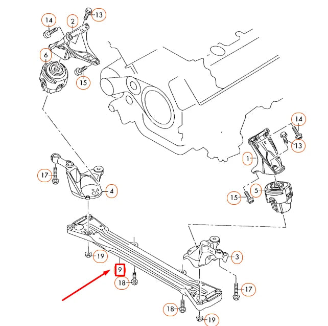 NEW AUDI A6 C6 ENGINE SECURING PARTS REAR BRACE 4F0199403E ORIGINAL
