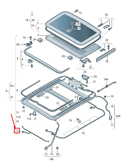 NEW AUDI A8 4H FRONT SUNROOF WIRING HARNESS 3D0971529A