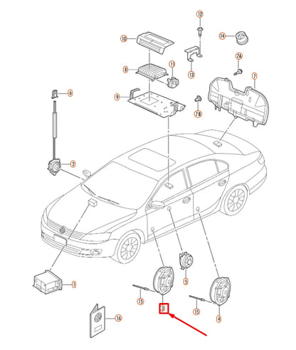 NEW VOLKSWAGEN JETTA A6 FRONT DOOR BASS LOUDSPEAKER 5C6035453A ORIGINAL