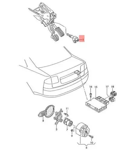 NEW AUDI A6 C6 BRAKE LIGHT SENSOR 4 PIN 4F0945459B