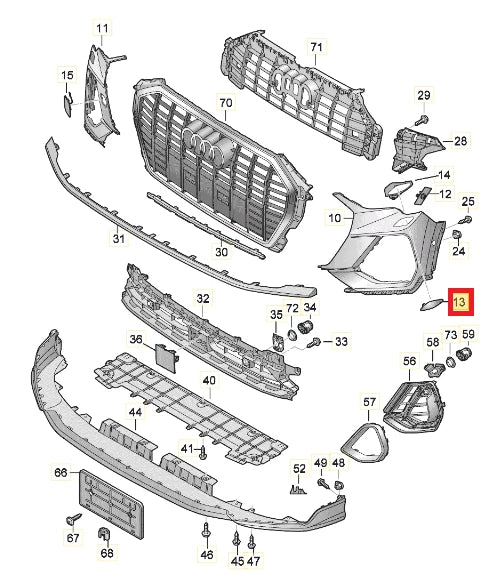 NEW AUDI Q3 F3 FRONT RIGHT SIDE HEADLAMP WASHER COVER CAP 83A955276AGRU ORIGINAL
