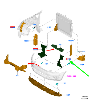 new ford ranger t6 mk1 front left air deflector jb3b-8311-gb 2226229 original
