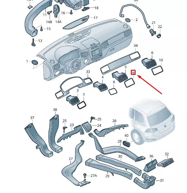 NEW VW TOUAREG 7P DASHBOARD RIGHT INNER AIR VENT TRIM LHD 7P1819577C3Q7