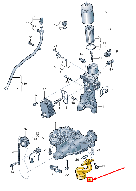 new audi a8 d5 engine oil pump pickup tube 06l115251n original