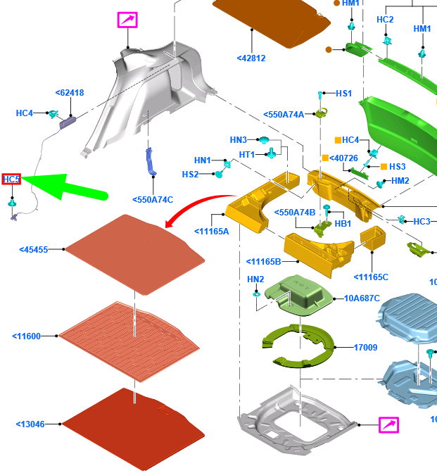 new ford kuga mk3 cx482 load compartment trim clip 1681211 w710717-s442 original