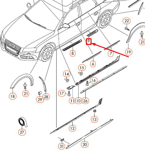 new audi a4 b8 rear left sill trim strip 8k085337501c original