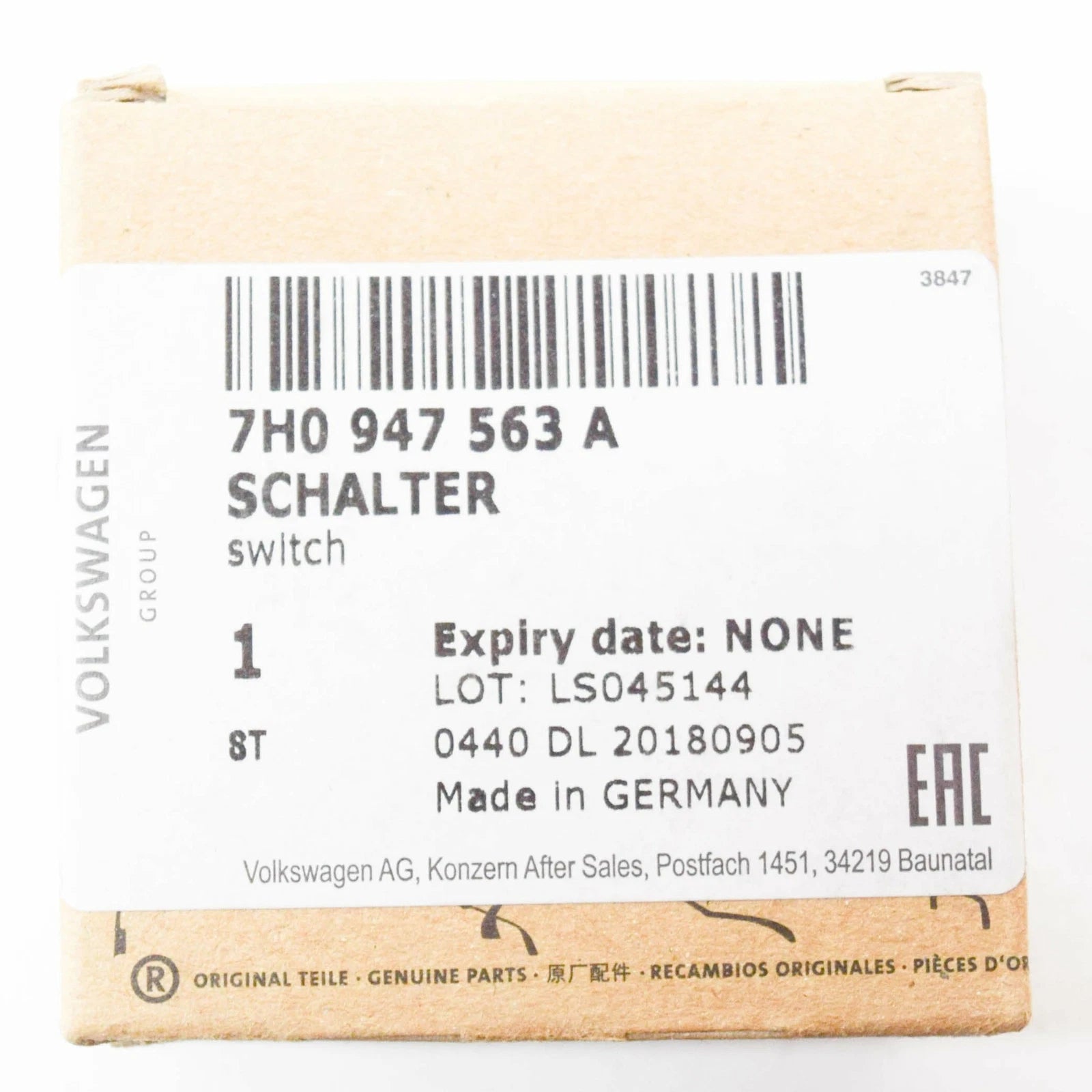 NEW VW TRANSPORTER T6 SLIDING DOOR SWITCH 7H0947563A