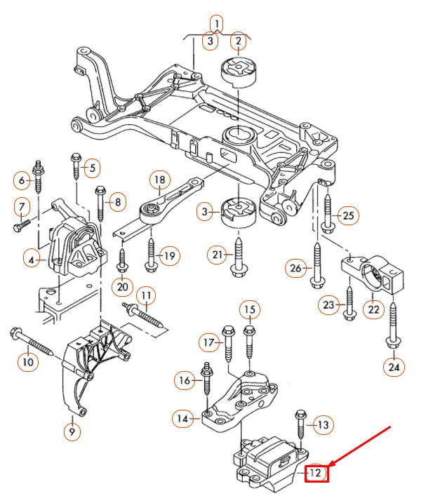 NEW AUDI Q3 8U LEFT GEARBOX MOUNT 5N0199555K ORIGINAL