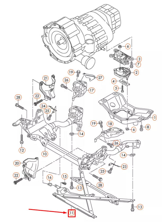NEW AUDI A4 B8 FRONT ASSEMBLY CARRIER STRUT BRACE LHD 8T1399345J ORIGINAL