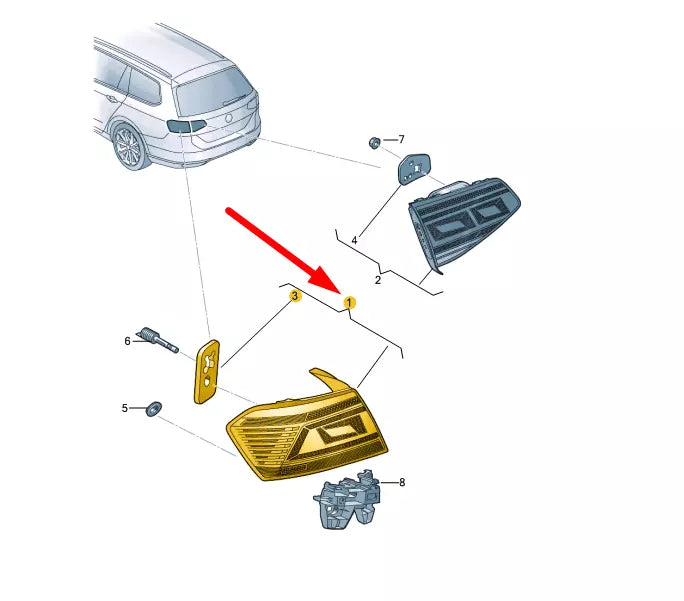 NEW VW PASSAT VARIANT B8 3G5 REAR RIGHT OUTER LED TAILLIGHT 3G9945208N ORIGINAL