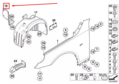 NEW BMW 5 E60 FRONT FENDER LINER RIGHT EXTENSION 51717050538 7050538 ORIGINAL