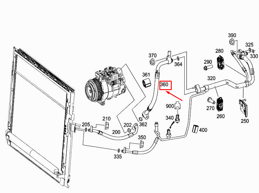 new mercedes-benz gle w166 a/c refrigerant line a1668307000 original