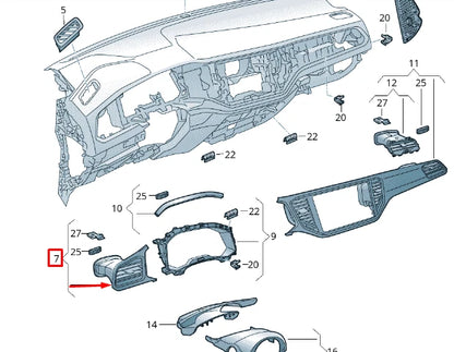 NEW VOLKSWAGEN T-ROC FRONT RIGHT DASHBOARD AIR VENT RHD 2GB858416CQZW ORIGINAL