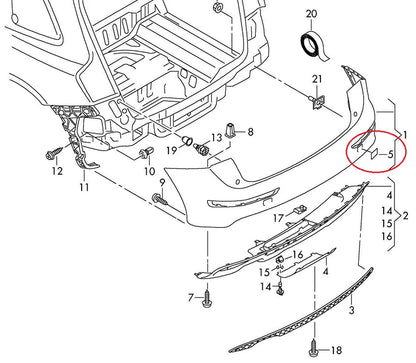 NEW AUDI Q5 8R REAR BUMPER TOW HOOK COVER PRIMED RIGHT 8R0807450GRU ORIGINAL