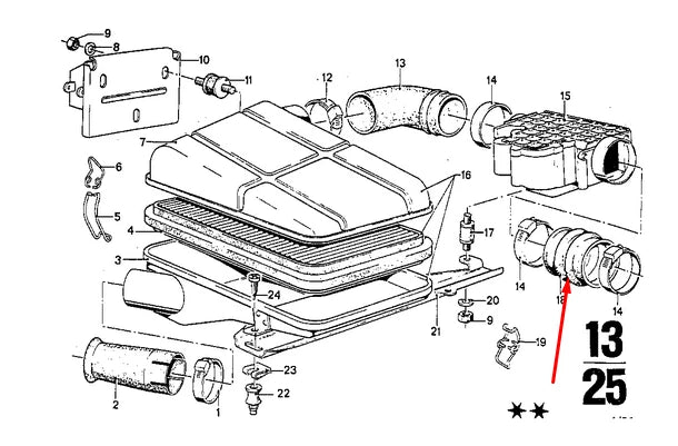 NEW BMW 6 E24 AIR MASS METER BOOT 13711260372 1260372 ORIGINAL