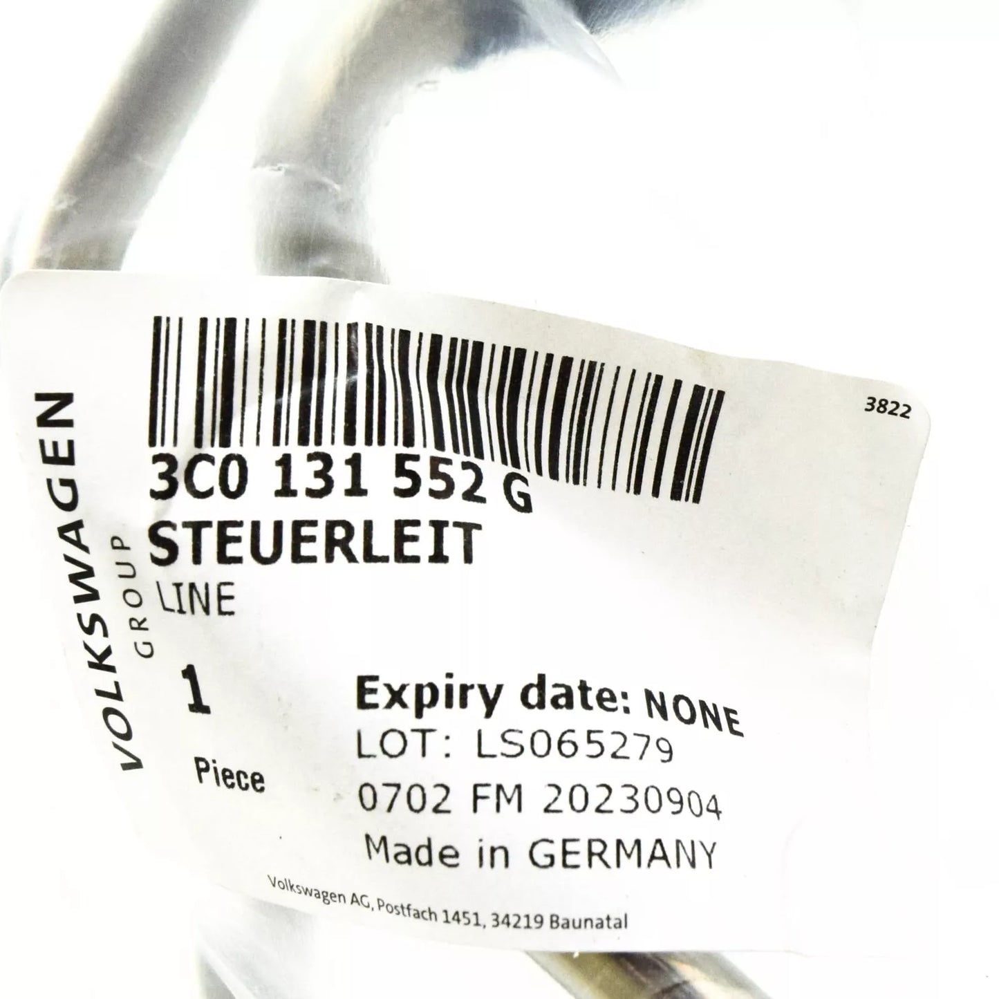 NEW AUDI A3 8P PRESSURE DIFFERENCE SENDER CONTROL LINE LHD 3C0131552G ORIGINAL