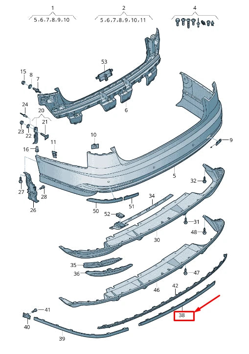 NEW AUDI A8 4N REAR CENTER BUMPER TRIM 4N0853551A2ZZ