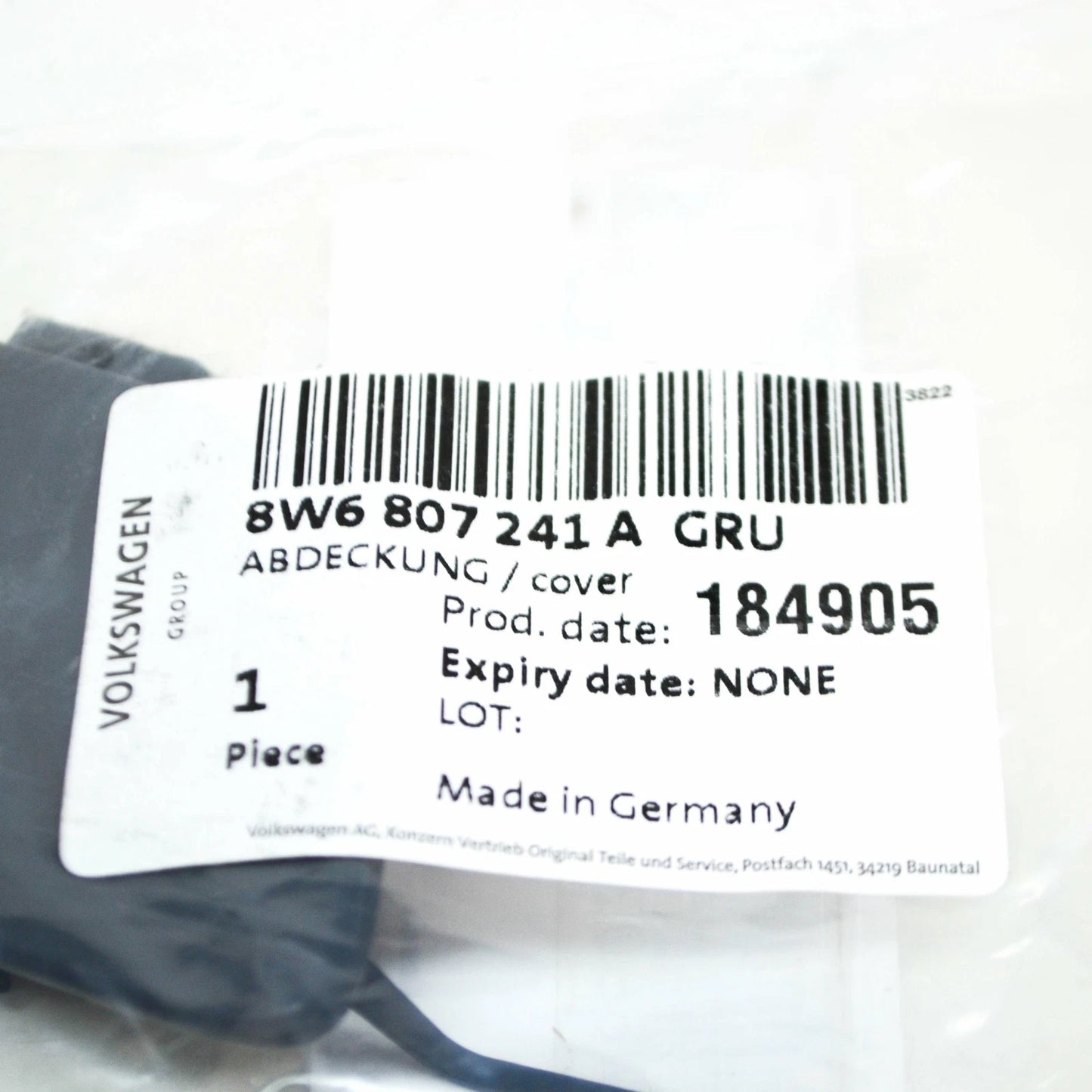 NEW AUDI A5 CABRIO 8W6 FRONT BUMPER TOW HOOK EYE COVER 8W6807241AGRU ORIGINAL