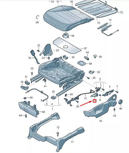 NEW VW TOUAREG MK2 FRONT LEFT SEAT HEIGHT ADJUST. HANDLE 7P6882251A95T