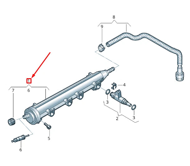 NEW VOLKSWAGEN CADDY 2K MK3 FUEL RAIL 06A133317AS ORIGINAL