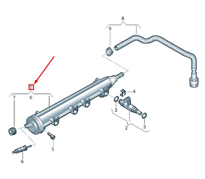 NEW VOLKSWAGEN CADDY 2K MK3 FUEL RAIL 06A133317AS ORIGINAL