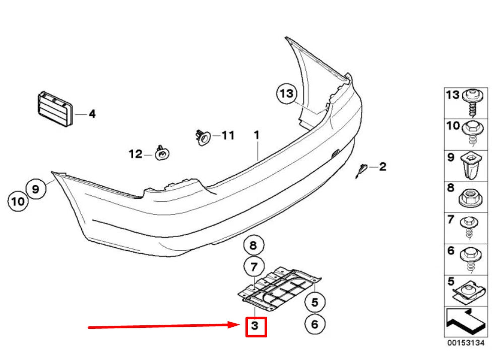 NEW BMW 3 CABRIO E93 REAR MIDDLE BOTTOM PROTECTION 51128044375 8044375 ORIGINAL