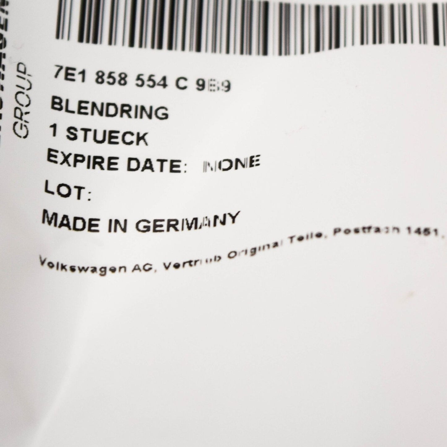 NEW VW TRANSPORTER T6 RIGHT WING MIRROR RING TRIM 7E1858554C9B9 LHD ORIGINAL